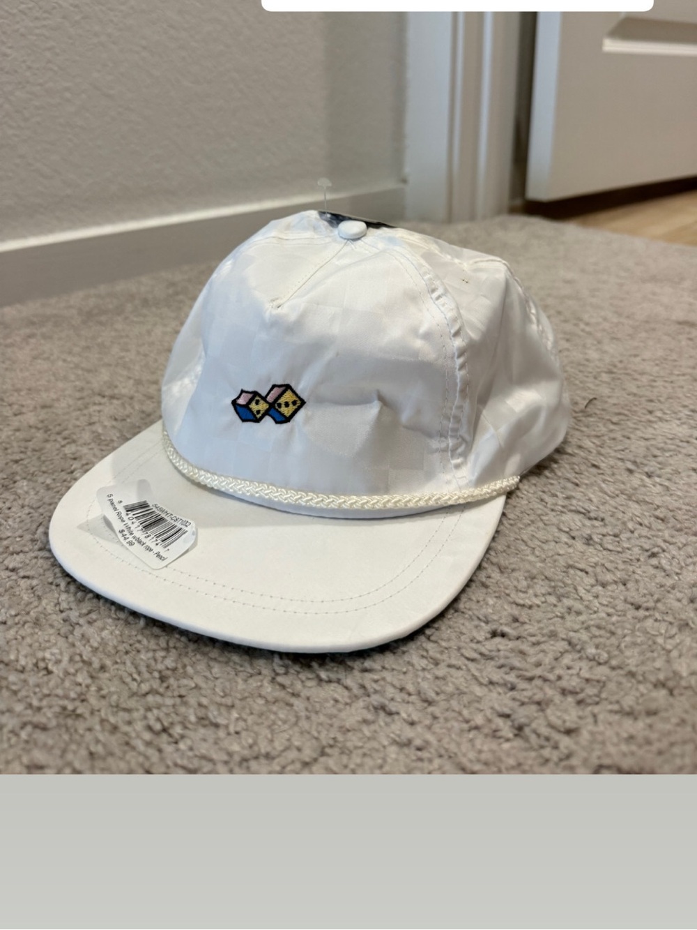 White gold Cap with Colorful Dice Embroidery